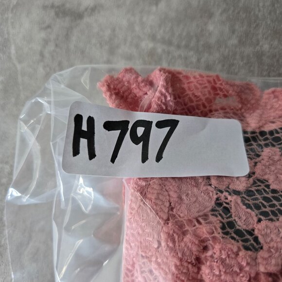 Moda Floral Lace Blouse Medium Pink Sheer Bell Sleeve Dressy Fairy Coquette Top - Picture 12 of 12